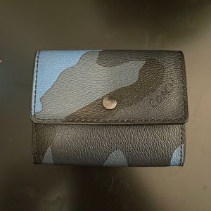 Coach Flap Card Case With blue camo Print